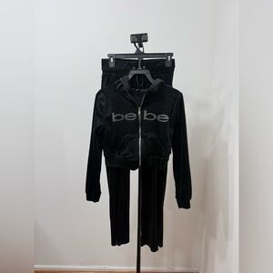 Bebe Black Plush Tracksuit Set